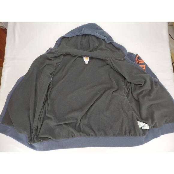 Carhartt Mens Rain Defender Fleece Lined Graphic Full Zip Sweatshirt Navy XL - Picture 7 of 12